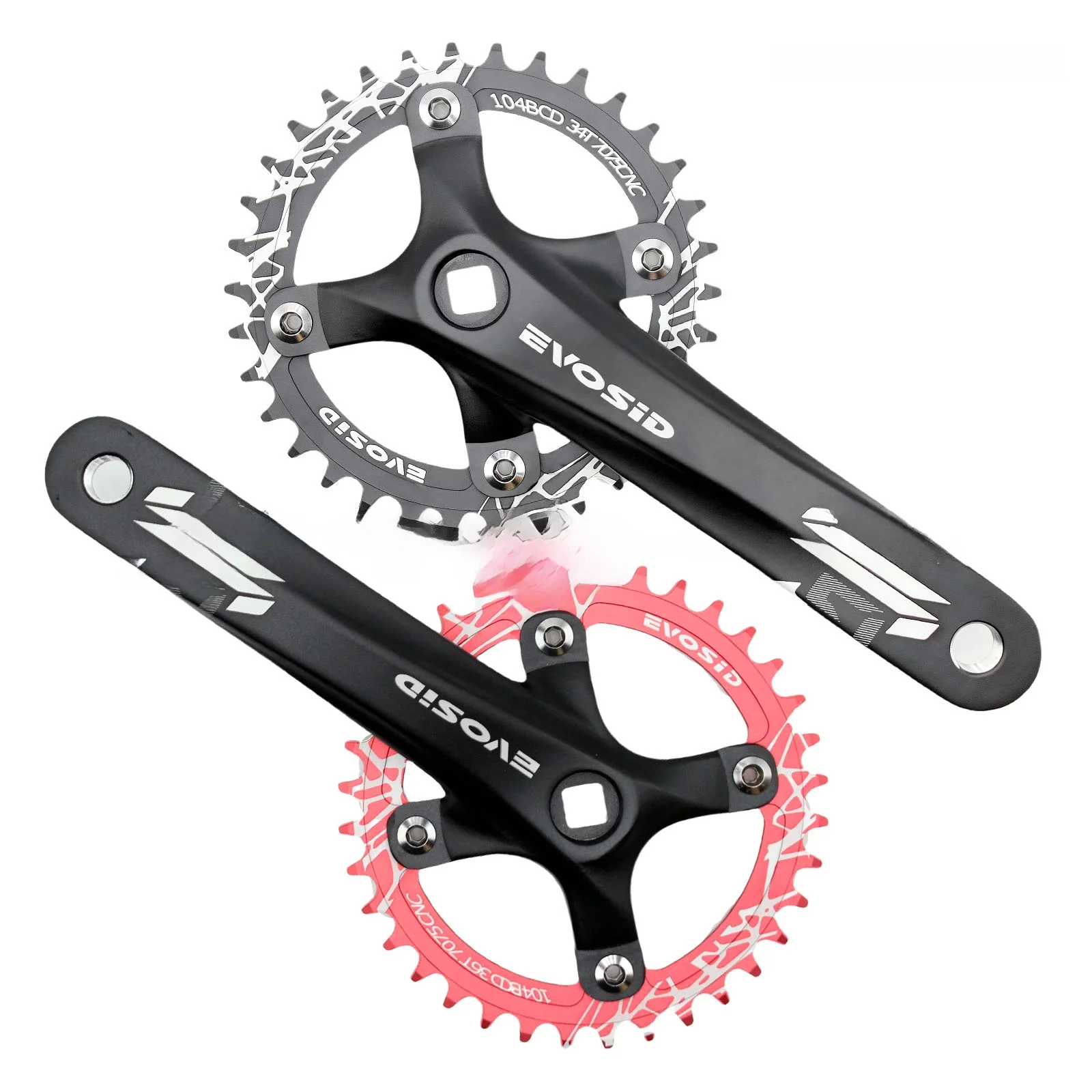 

Кривошипный рычаг для горного велосипеда Evosid с квадратным отверстием, положительный отрицательный зубчатый диск 04B, 0/2 скорости, модный одиночный диск