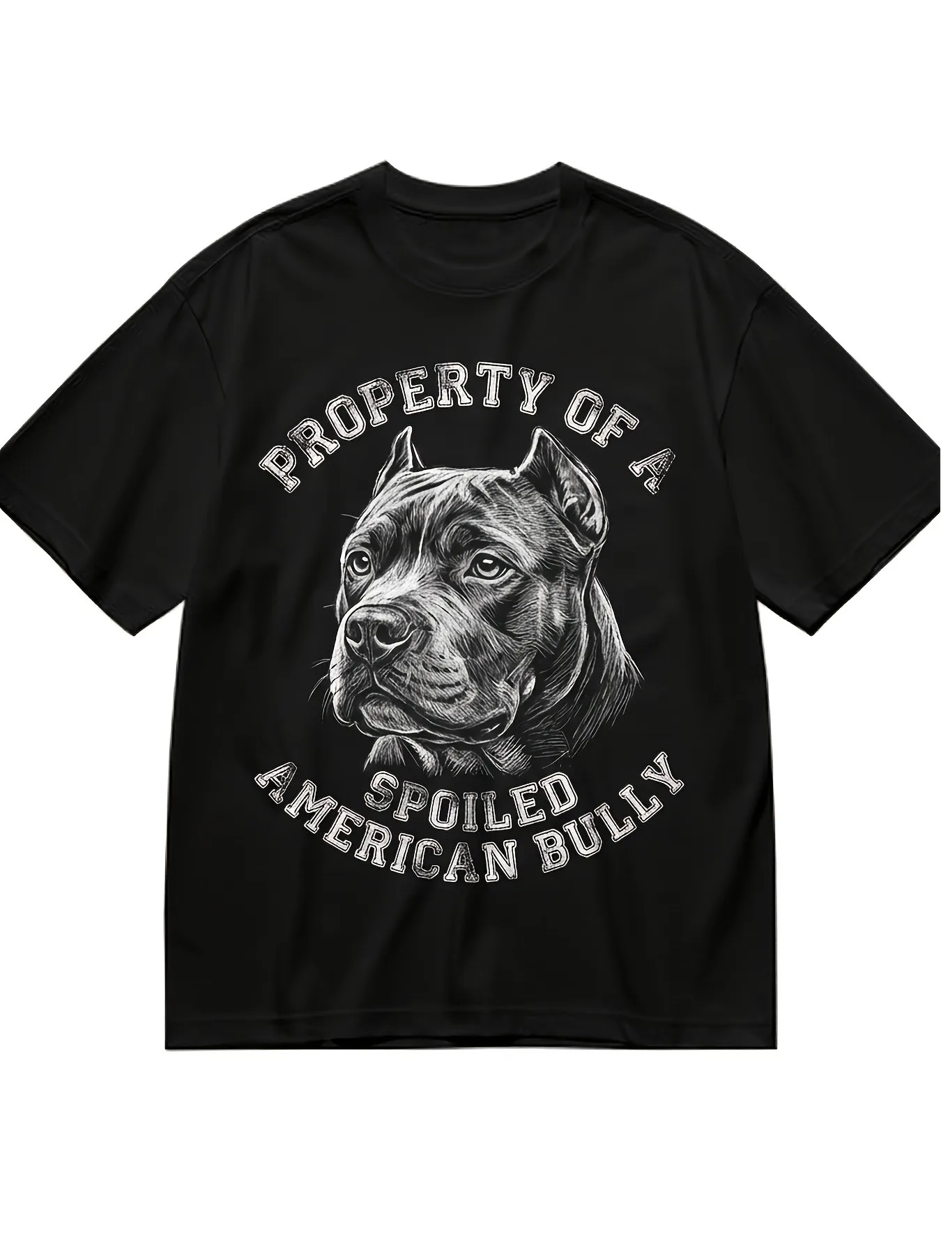 Men'S And Women'S American Bully Dog T-Shirt Retro Bully Breed Graphic Tee with Spoiled American Bully Print, Funny Gift for Bully Owners, Breeders, Dad  Mom Short Sleeve Crew Neck Casual Apparel Suitable for All Seasons