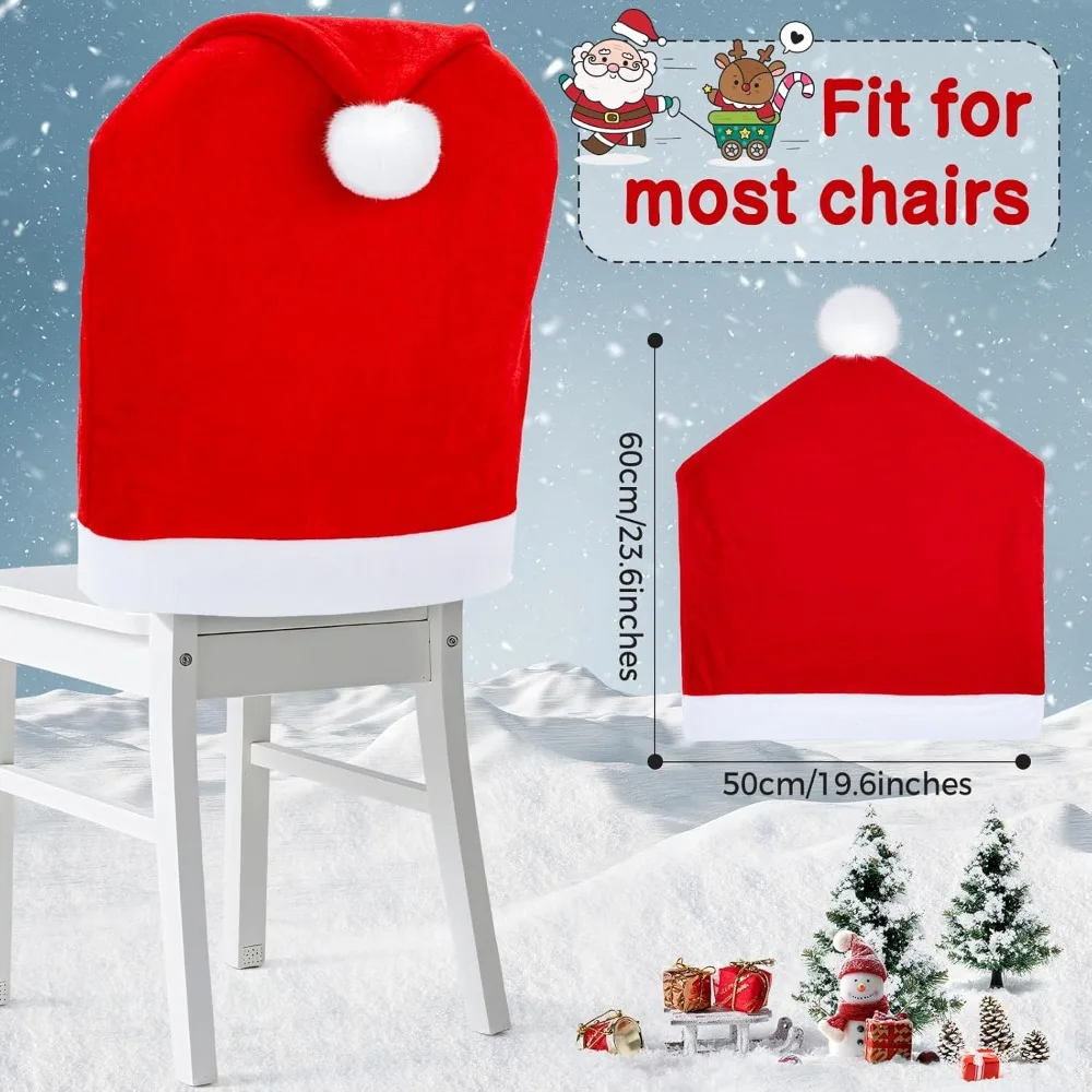 10pcs Luxury Plush Red Velvet-Like Chair Covers - Soft Non-Slip Dining Table Protectors, Easy-Clean Fit & Holiday Party Chairs
