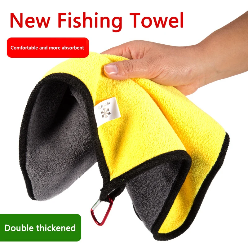 Outdoor Fishing Professional Towel with Safety Buckle Hook Thickened Cotton