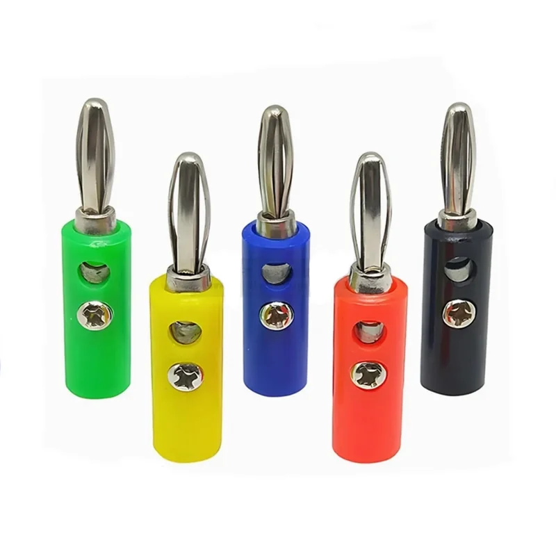 10pcs Banana Plug 4mm Audio Speaker Wire Cable Screw Type Banana Pin DIY Model Connector Black Red Green Yellow Blue
