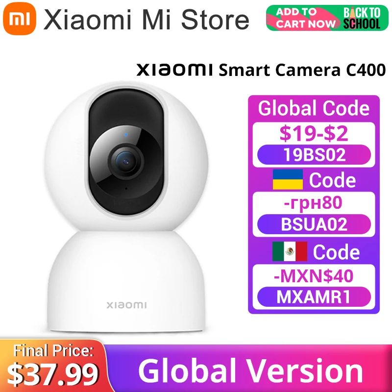 

Global Version Xiaomi Smart Camera C400 Security With 2.5K Clarity 4MP 360° Rotation AI Human Detection Google Home Alexa