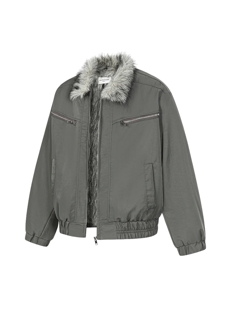 ملابس عمل رجالية من Noonoz مصنوعة من القطن Jaet معطف شتوي دافئ مبطن بالفرو الصناعي بتصميم عتيق عصري محايد أمريكي للزوجين من القطن الحراري #5