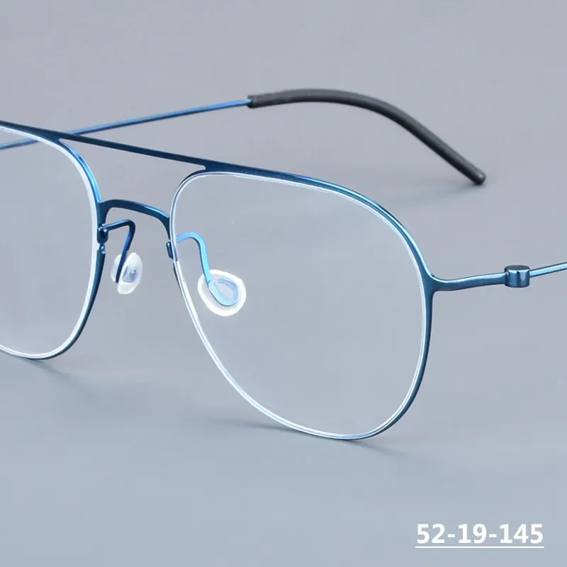 

Screwless Pilot Glasses Frame 5529 Ultralight Thin Rim Double Beam Titanium Spectacles Men Women Blue Eyeglasses Denmark Eyewear