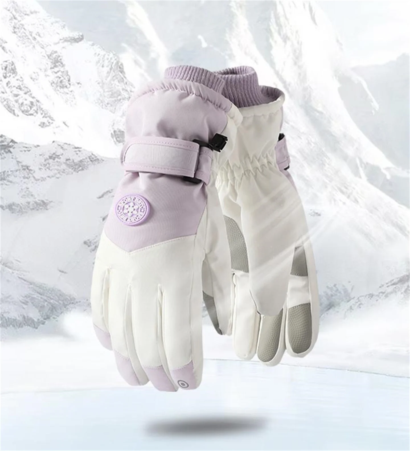 Women's Ski Gloves Korean Style Winter Plus Velvet Thick Warm Cotton Windproof Waterproof Outdoor Cycling Electric Car