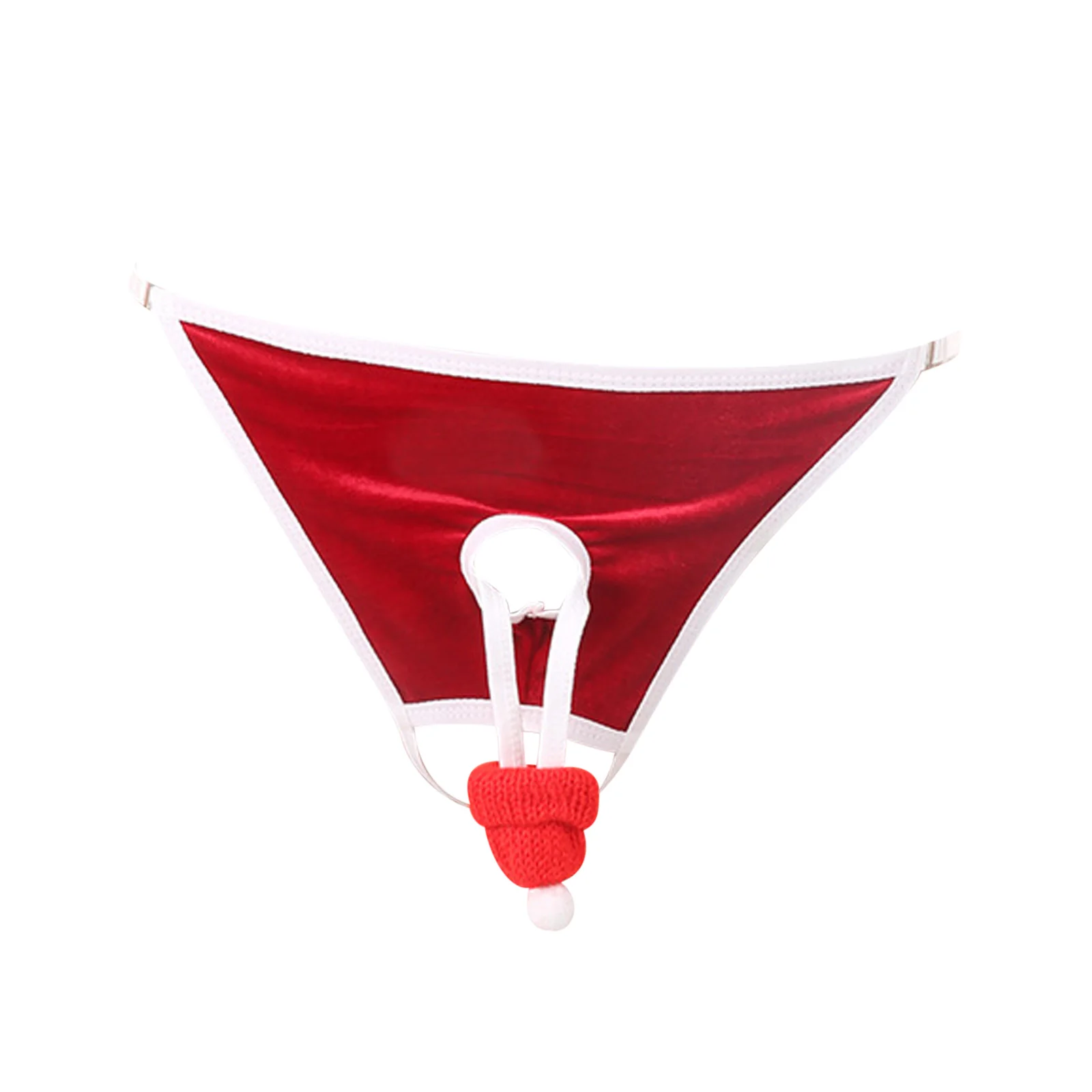 

Мужские эротические соблазнительные стринги для ролевых игр в рождественском стиле с вырезом в промежности и мини-шляпой с бантом и нечеткой отделкой, микро-трусы, трусы