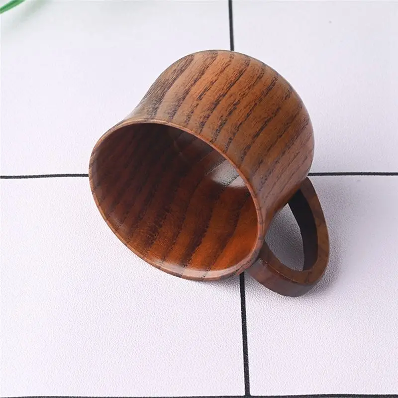 M12K-2PCS Wooden Cup Solid Wood Cup With Handle Sour Jujube Solid Wood Water Tea Cup Trumpet Cup For Kitchen Living Room