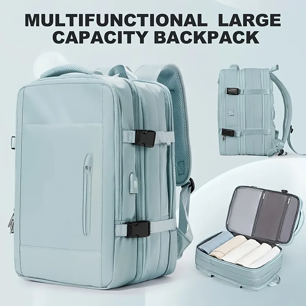 

Travel backpack, expandable 40-50L carry on bag, approved oversized anti-theft weekend bag for T flight, waterproof pocket, ligh