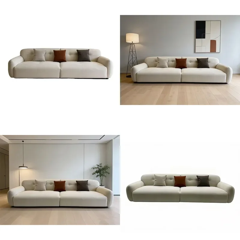 Modern Simple High Grade Velvet Fabric Sofa for Living Room Small Apartment 3 or 4 Seater 3.1m Split Design