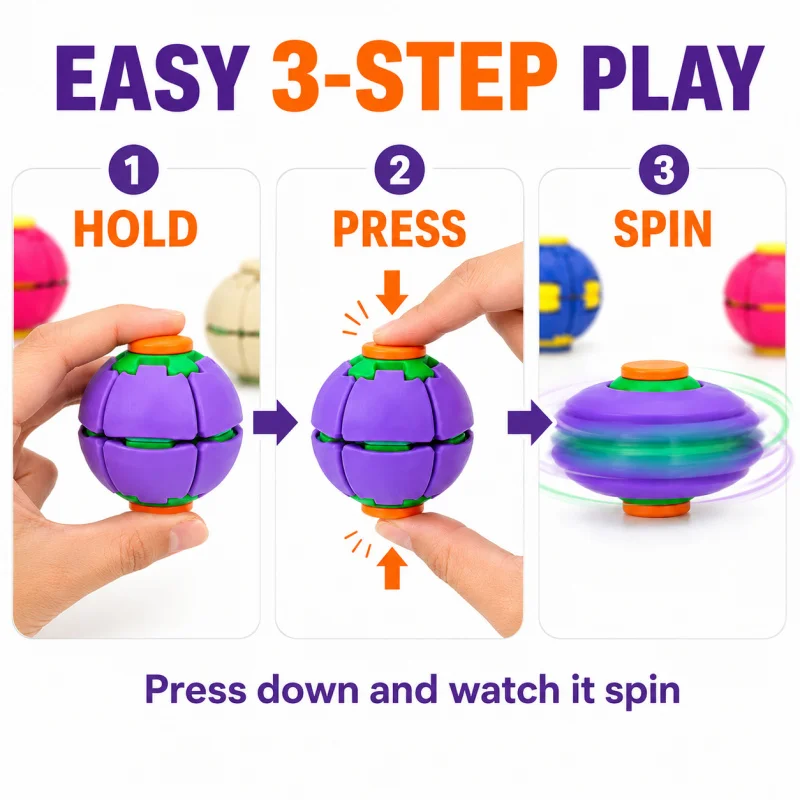 3D Transform Deformable Press Rotate Fidget Ball Portable Sensory Spinner Atress Relief Toy Ball Stress Relief Anxiety Relief