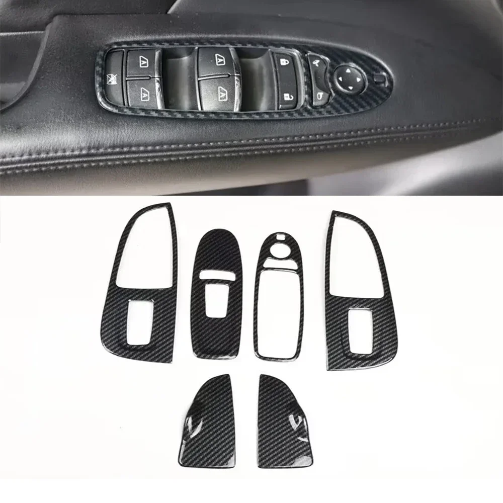 

6 шт., подлокотник для двери автомобиля, подъемник окна, переключатель, накладка для Infiniti Q70 2013-2019, наклейки из АБС-пластика с левым рулем