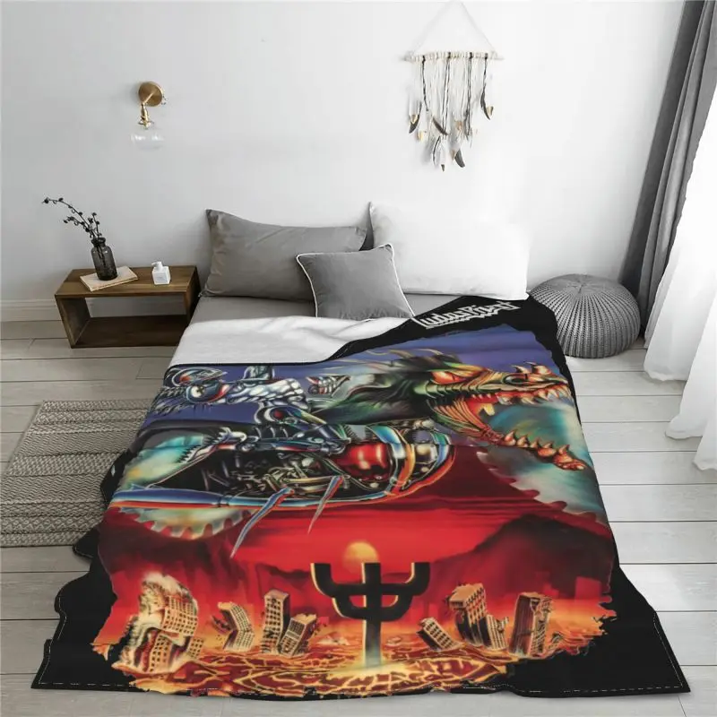 Judas Priest Painkiller Rob Halford Blanket Luxury Bedding Four Seasons Faux Fur Throw Camping Blanket