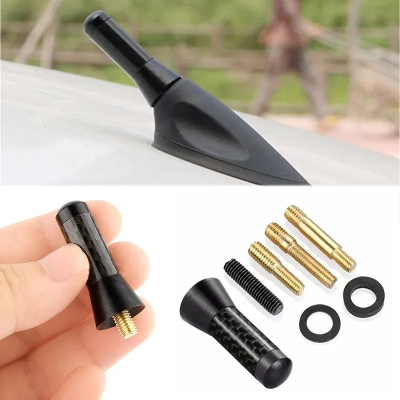 Brand New Carbon Fiber Screw Metal Short Stubby Mast Antenna Car Styling Roof Antenna Enhanced Signal For Benz Car Accessories