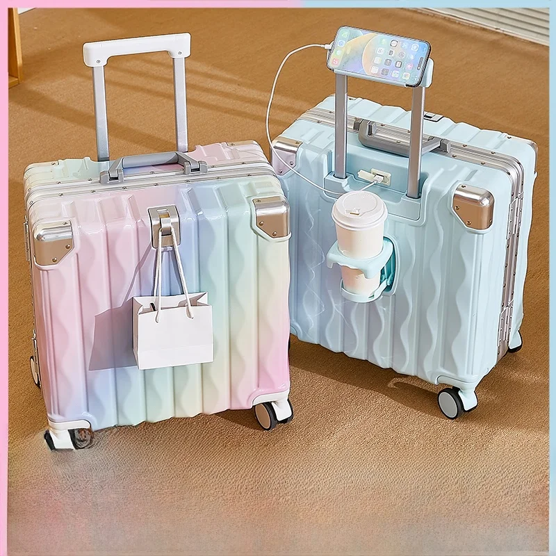 

Легкий 20-дюймовый женский чемодан для ручной клади, модный жесткий диск с вращающимся колесом Lage с паролем Lo, дорожная сумка