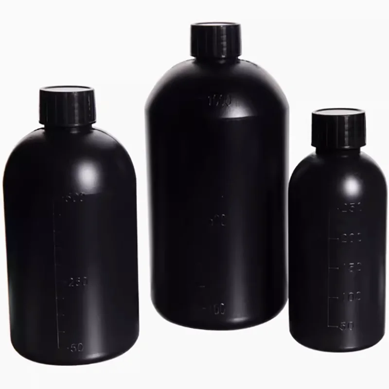 Plastic small mouth round bottle HDPE sample bottle black light-proof plastic reagent bottle mail sample bottle 250ml/500ml/1000