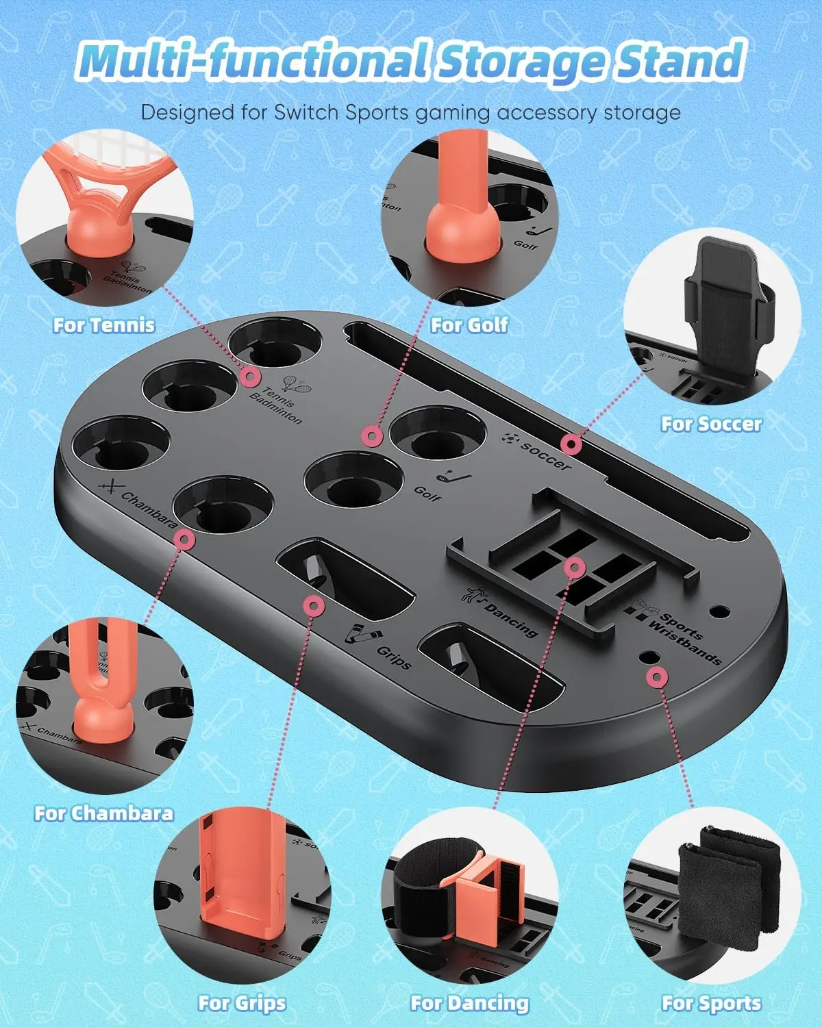 19 in 1 All In One Switch 2 Sports Accessories Bundle for Switch2 Game Kit Golf Club Tennis Racket Wrist Strap Travel Bag Case