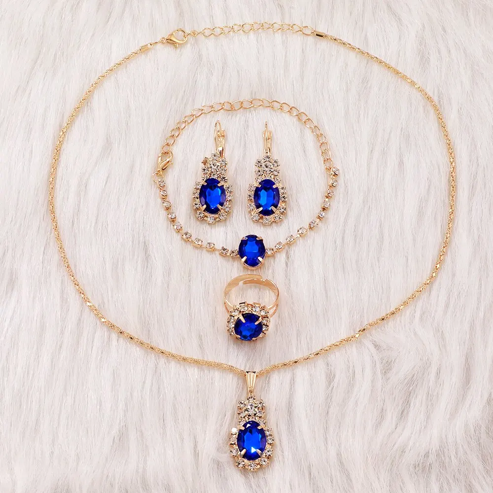 Conjunto de pulseira de relógio de quartzo magnético feminino, relógio esportivo feminino, relógio de pulso azul, luxo, vestido, 6 peças