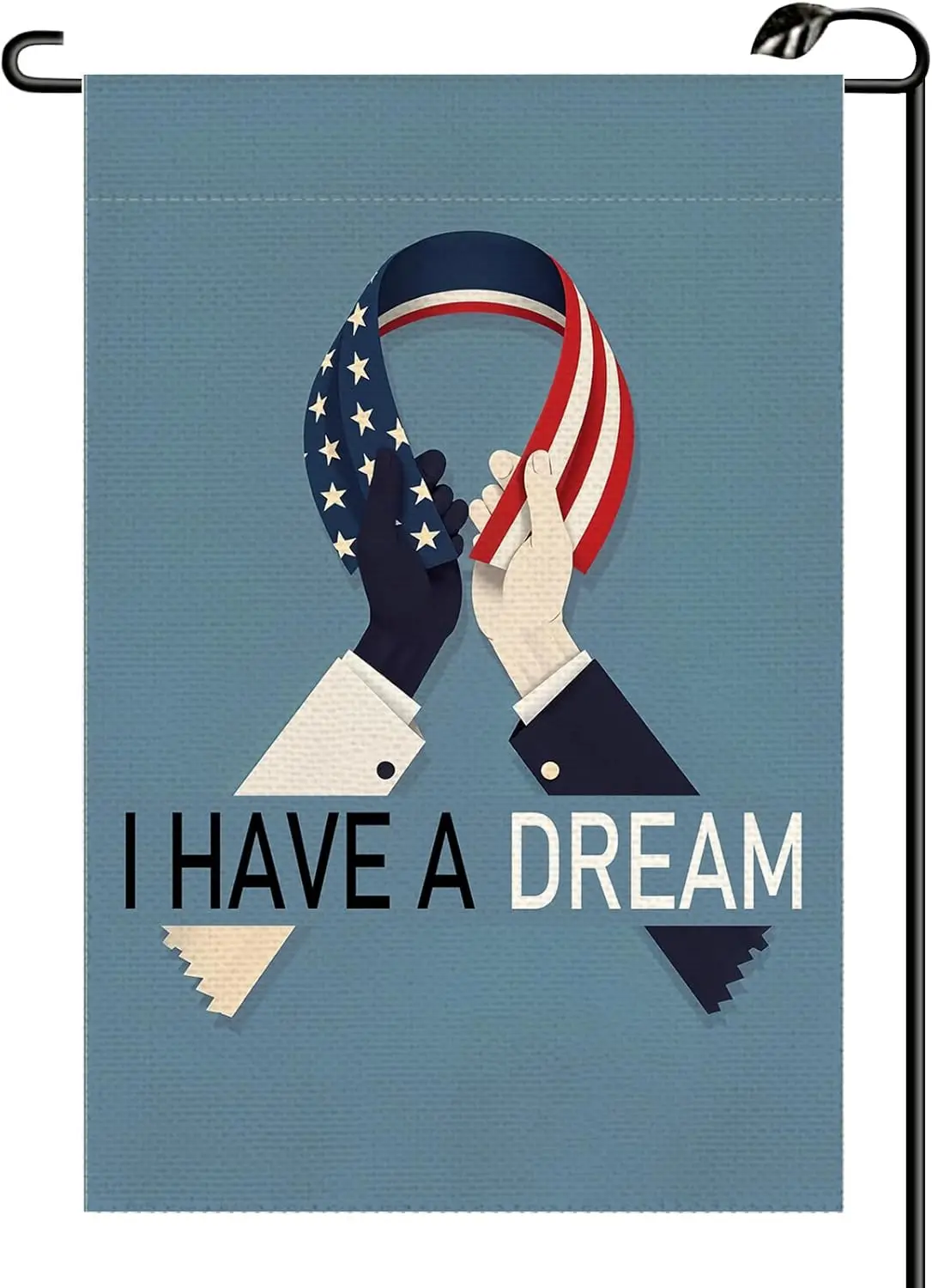 I Have A Dream MLK Day Garden Flag 12x18 Inch Double Sided Martin Luther King Jr Day Black White Handshake Peace Ribbon Small Fl