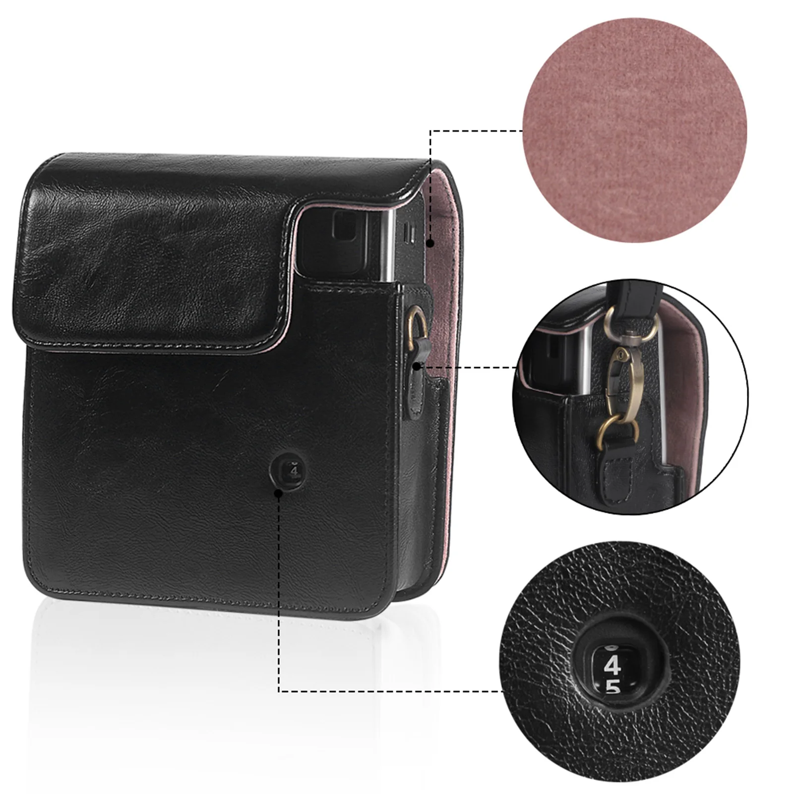 For Instax Mini 40 Instant Camera Case Shoulder Bag PU Leather Cover Protective Pouch For Instant With Shoulder Strap