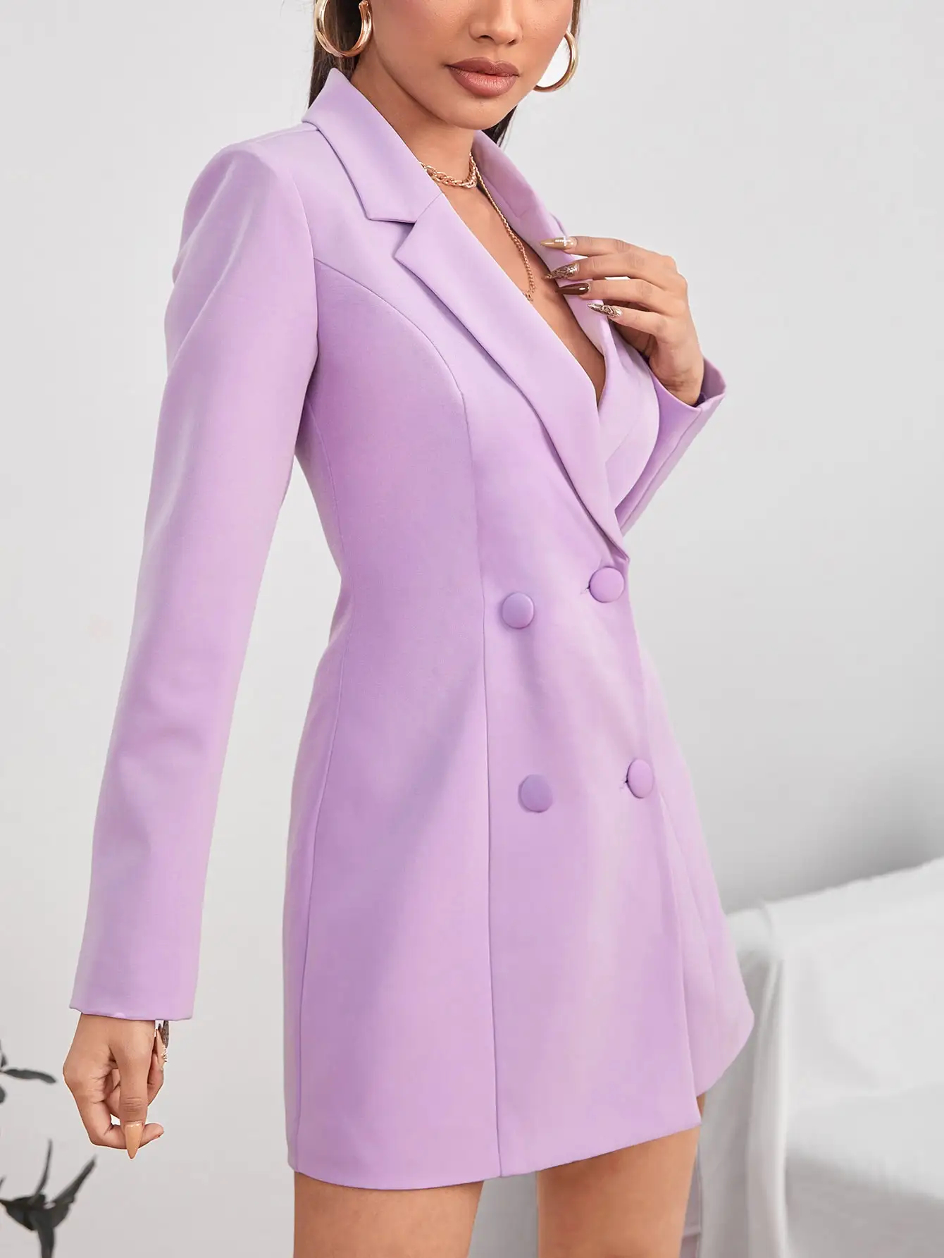 Moda donna viola Blazer Dress Slim Fit doppio petto ufficio signore tempo libero affari su misura vestito formale una giacca