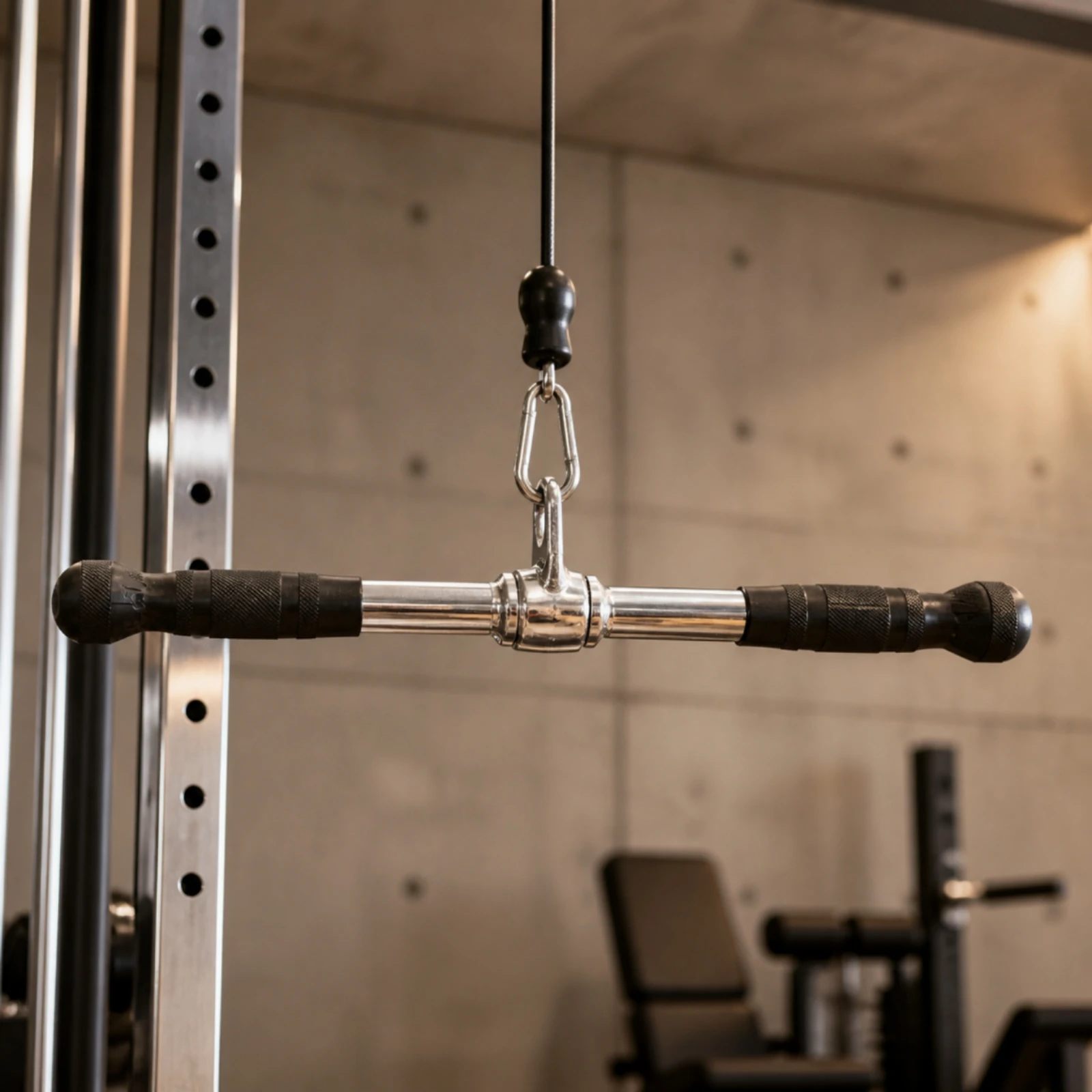 Cable Training Bar with Rotating Eye 360-Degree Swivel Solid Steel Cable Attachment Handle Rotating Lat Pull down Bar Heavy Duty