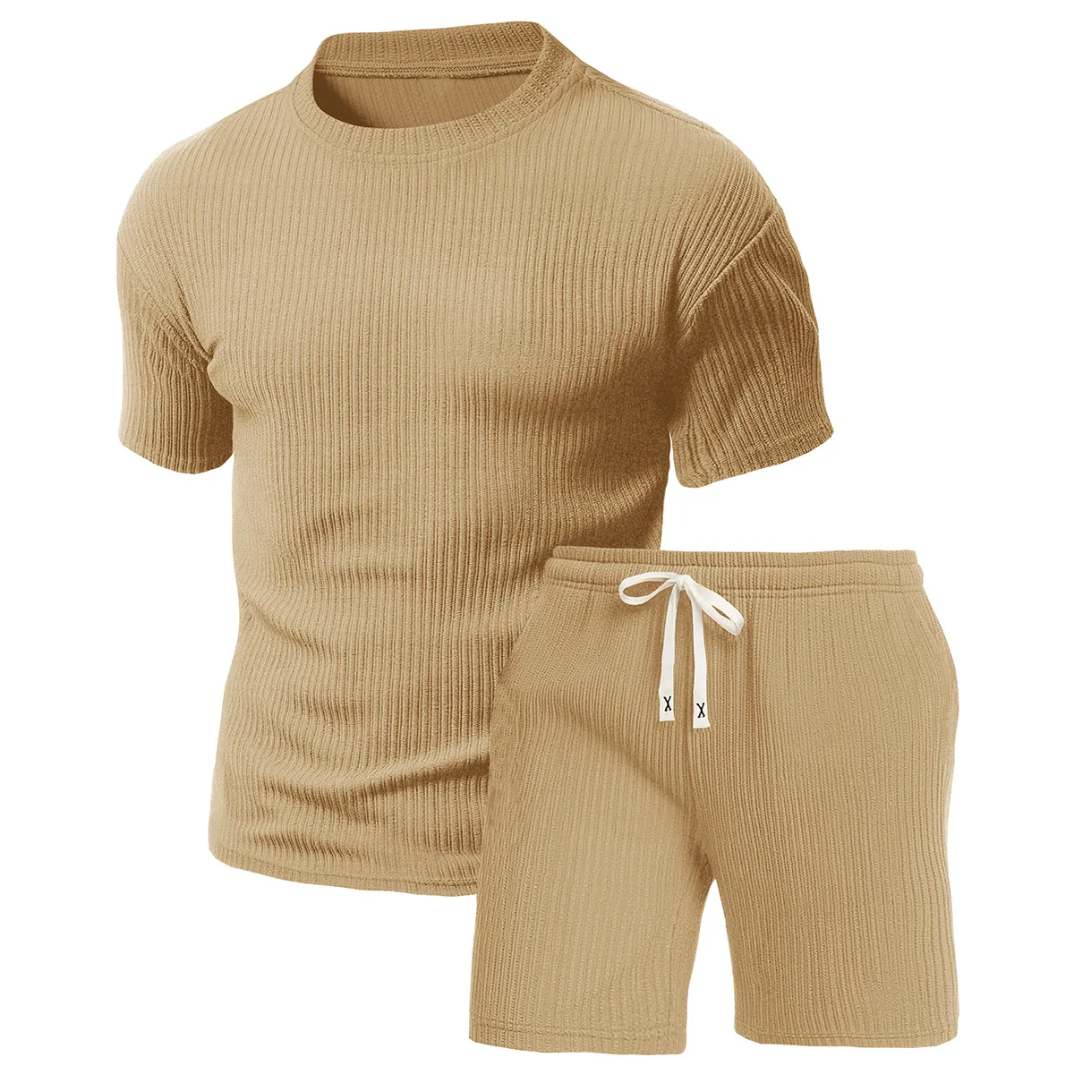 

2-Piece Men's New Summer Short Sleeve Shorts Set, Suitable for Daily Casual and Sports Wear, Comfortable Textured Fabric