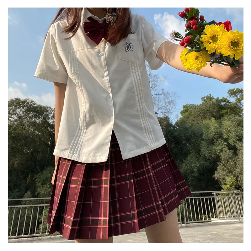 1948 top Bow battiscoprimo】jk Uniform Girl Japanese School Uniform gonne a pieghe gonna a quadri a vita alta Sexy JK uniformi per donna