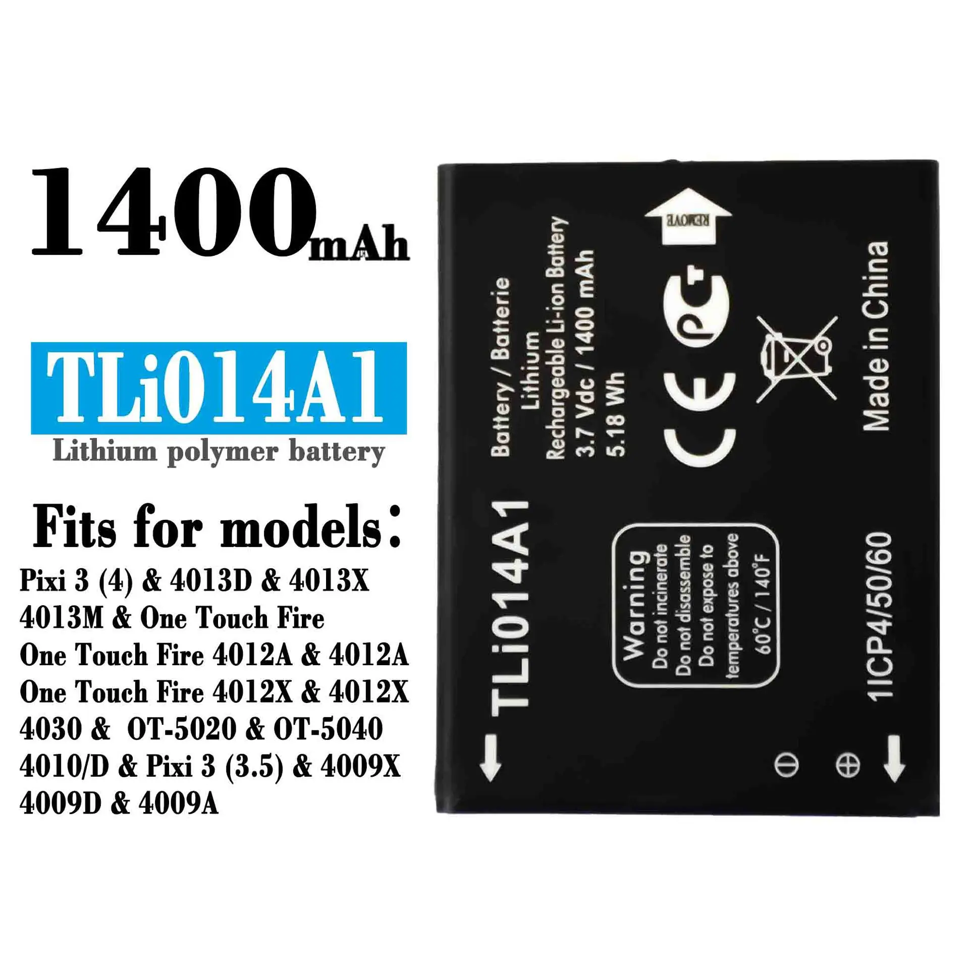 TLi014A1  Replacement Battery For Alcatel Pixi3 (4) (3.5) 4013D One touch Fire 4012A 4012X OT-5040 4010 Latest Batteries