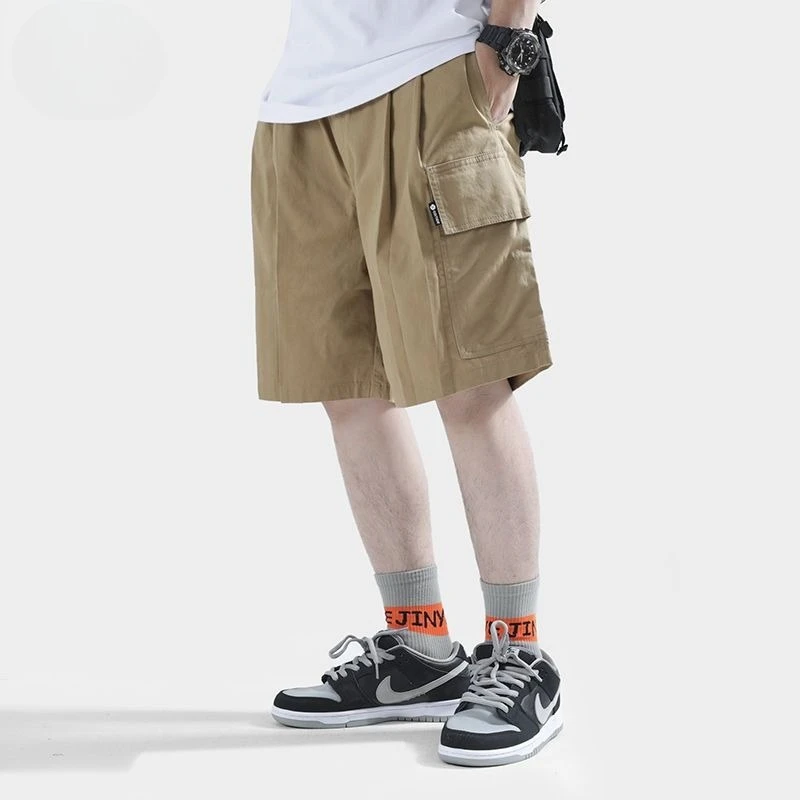 

Men's Summer Casual Cargo Shorts 100% Cotton Loose Fit Streetwear with Large Pockets Knee Length Workwear Bottoms