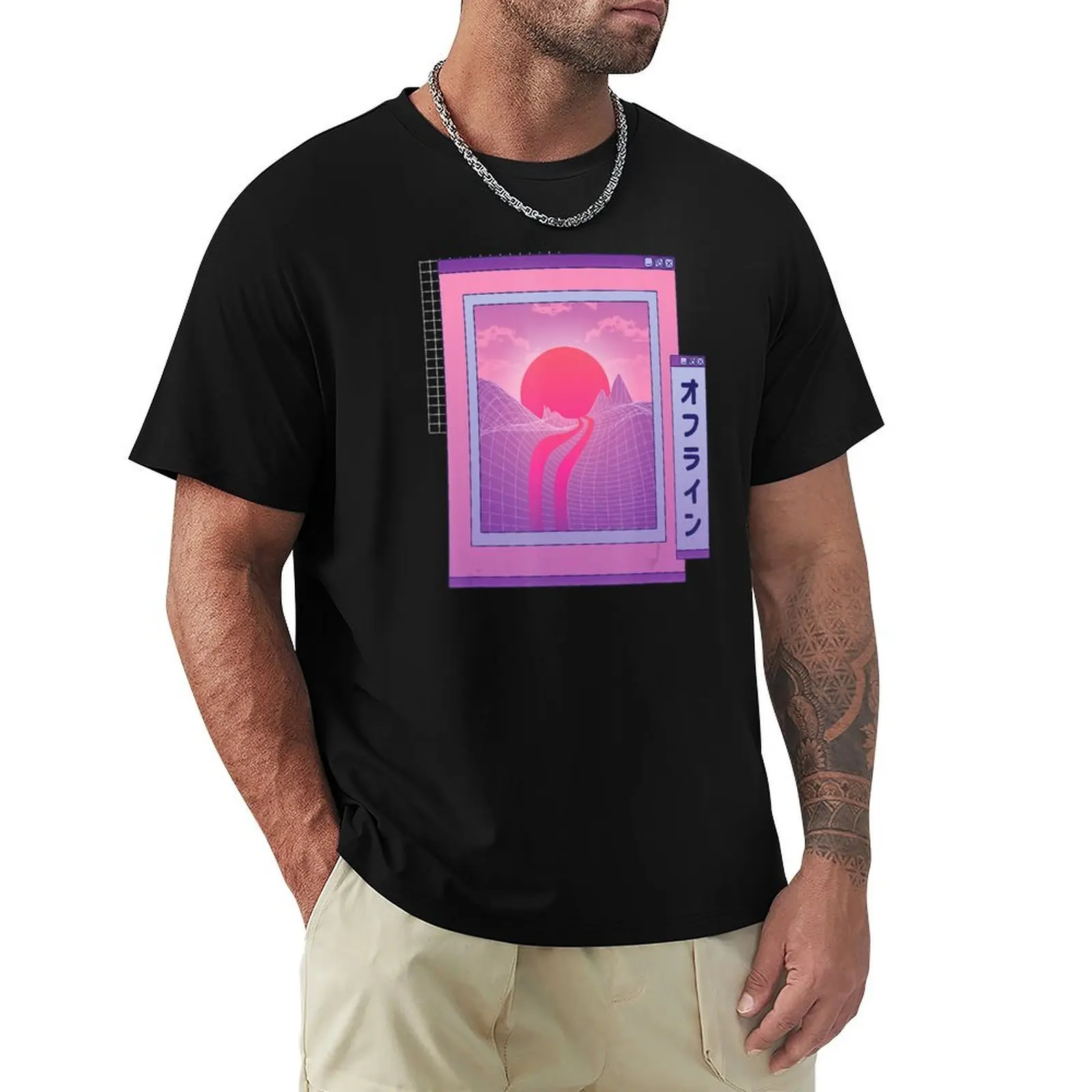 

Aesthetic Japanese Retro Japan Anime Glitch Vaporwave T-Shirt Plus Size Solid Color T-Shirt