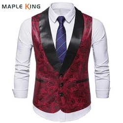 Luxury Paisley Print Men Suit Vest Colete Vintage Masculino 2023 Steampunk Wedding Party Dress Waistcoat Male Slim Gillet Homme