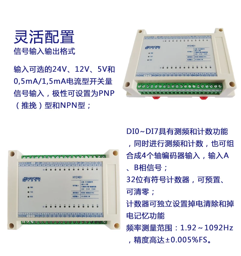 Switch Input Module 24 Switch Inputs 8 Frequency Measurement Counters 4 Pairs of Shaft Encoders RS485 Dry and Wet Contacts