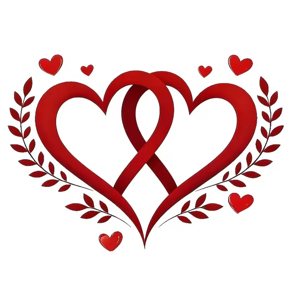 Double Heart Interwoven Vinyl Sticker, Bright Wall for Home, Cabinet, Door,Refrigerator Decoration, Vinyl Car Decals,