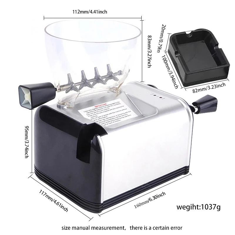 Automatic Cigarette RollerTobacco Filling Machine, Fully Electric Roller Injector, Smoking Accessories, Gift for Men, 6.5mm, 8mm