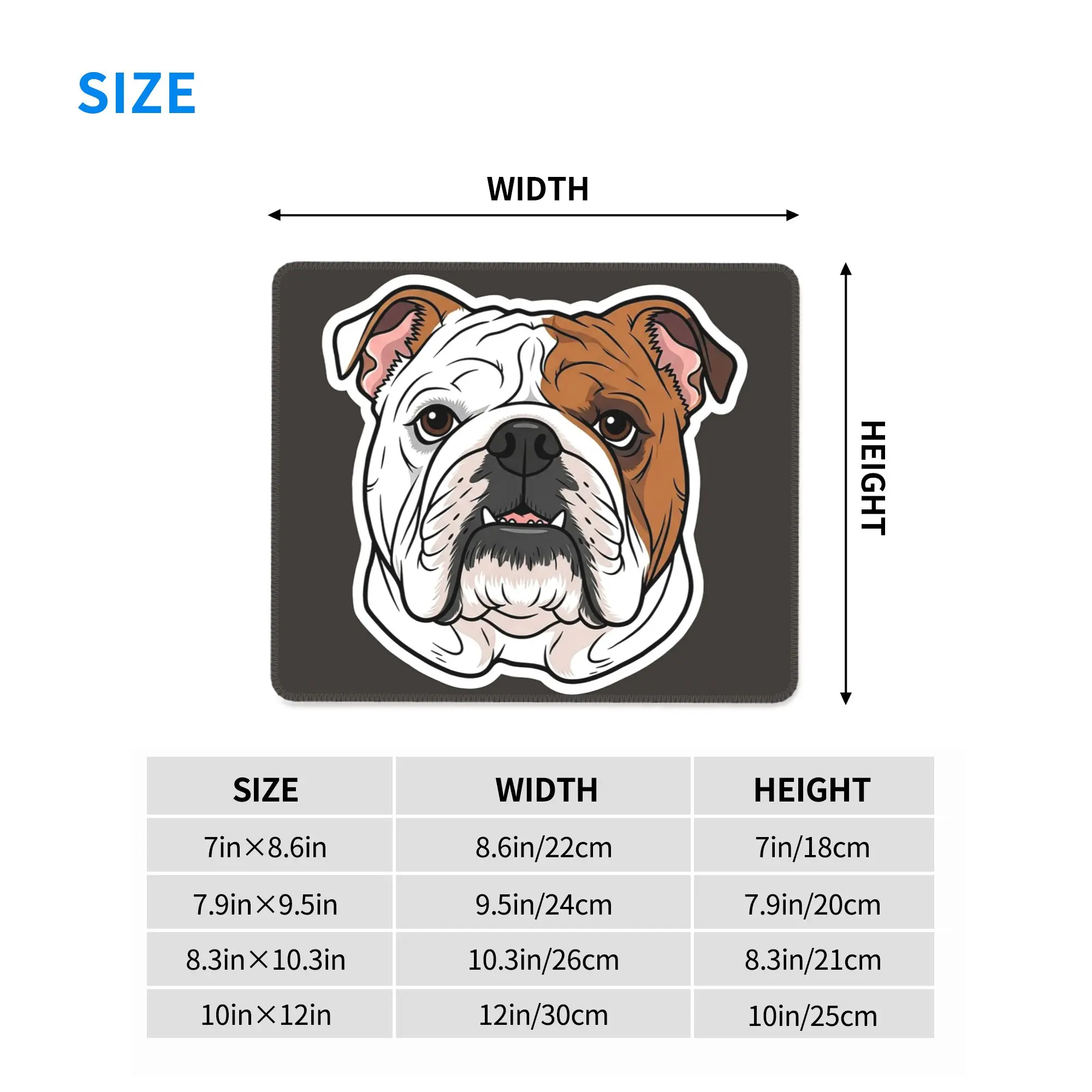 British English Bulldog Dog Face Nose Cute Mouse Pad Computer Keyboard Mouse Mat Gaming PC Laptop Desk Mat Office Table Mats