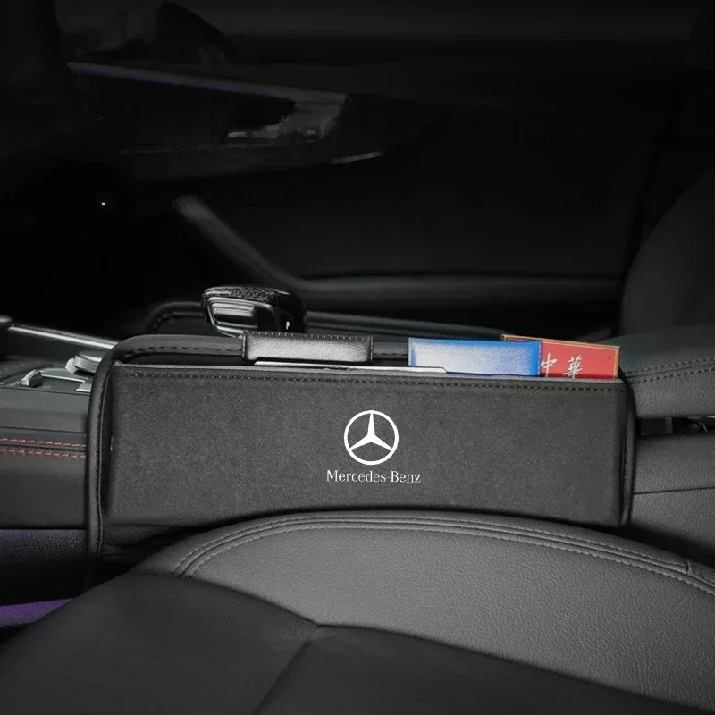 for Mercedes Benz Car Logo Seat Gap Organizer Box Storage Bag W204 W205 W203 W211 W212 W213 W201 W210 W124 W126 CLA CLK CLS GLA view 5
