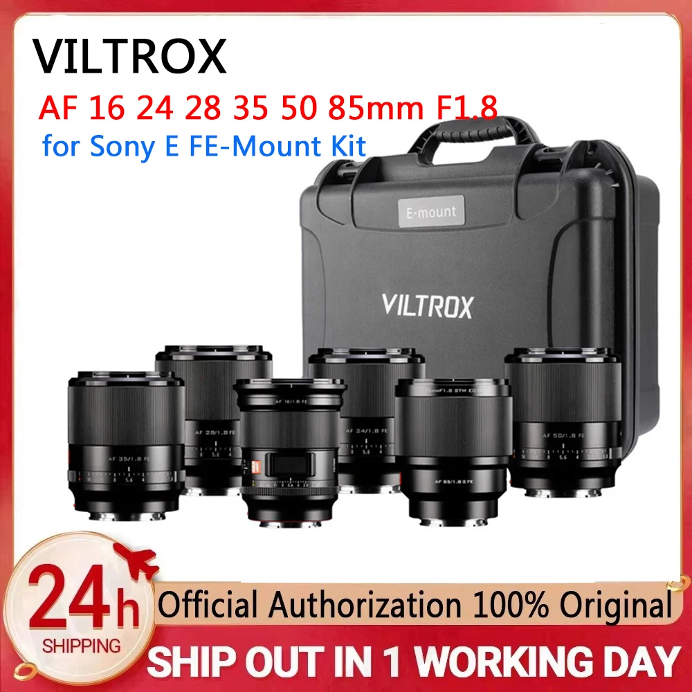 Viltrox AF 16 24 28 35 50 85mm F1.8 Full-Frame Autofocus Lenses Kit for Sony E EF-Mount With Protective Case