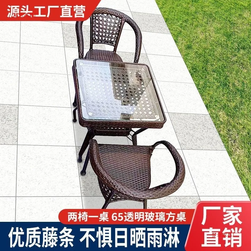 Outdoor rattan tables and chairs living room open-air courtyard table combination courtyard table and chairs family balcony tea view 3