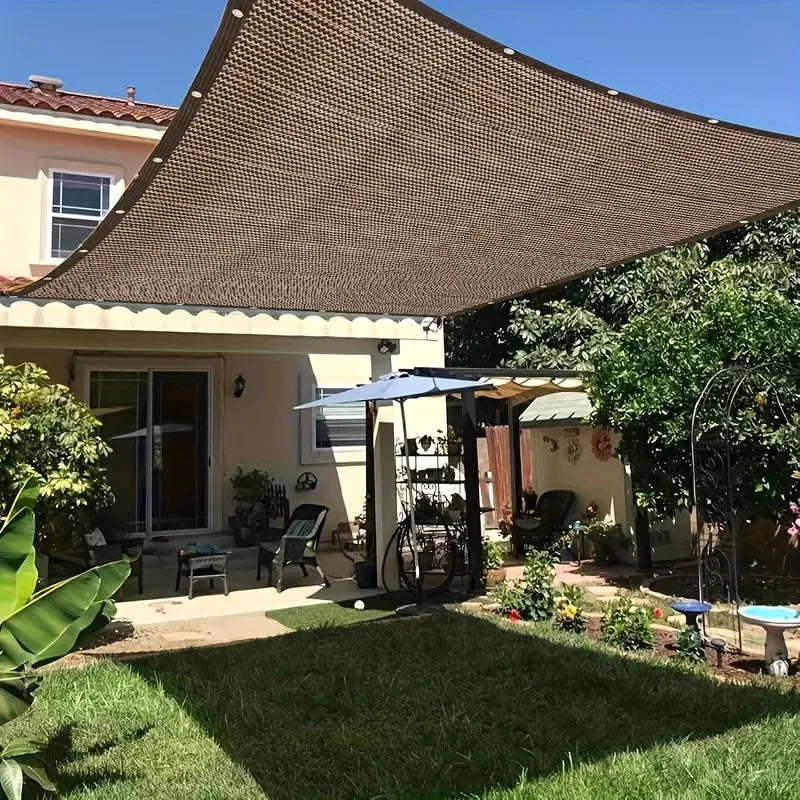 Durable Brown UV Protection Canopy - Outdoor Sun Shade Net - Multiple Sizes Available for Travel, Picnics, and Pools