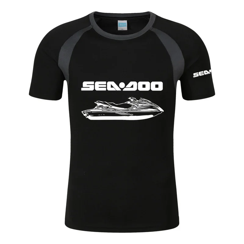 2024 Sea Doo Seadoo Moto Men's New Summer Hot Print Raglan Sleeve T-shirt Short-Sleeve Breathable Round Neck Cotton Casual Tops