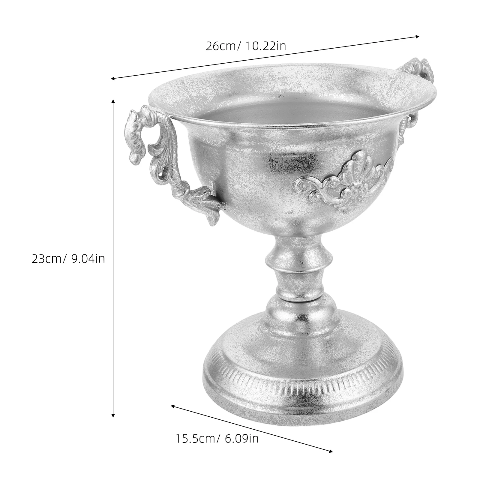 مزهرية معدنية أوروبية عتيقة 10.22X9.04X6.09 "الزعثرة الحديد الفن اناء للزهور لطاولة الطعام ديكور محور الزفاف