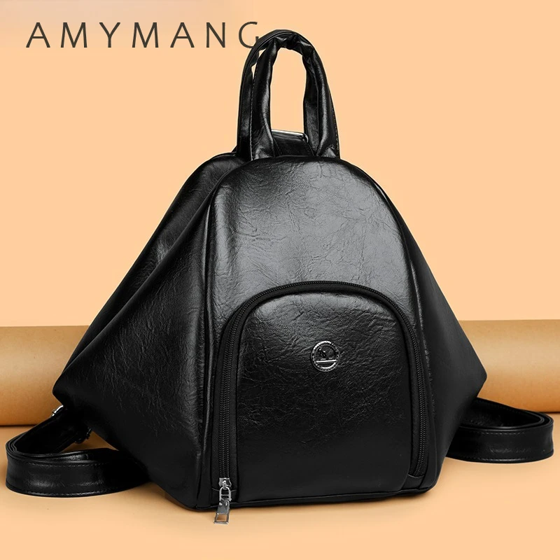 

3-in-1 Convertible Backpack Shoulder Bag Leather Texture Oil Wax Leather Commuter Bag Anti-Theft Daypack for Work Daily Travel