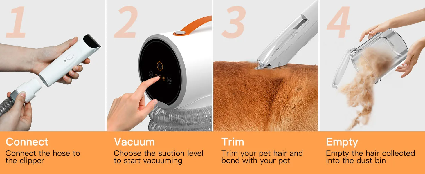 STLF5 in 1 Dry Room Hair Machine Grooming Automatic Pet Dryer Set Professional Vacuum Trimmer Pet Grooming Vacuum view 6
