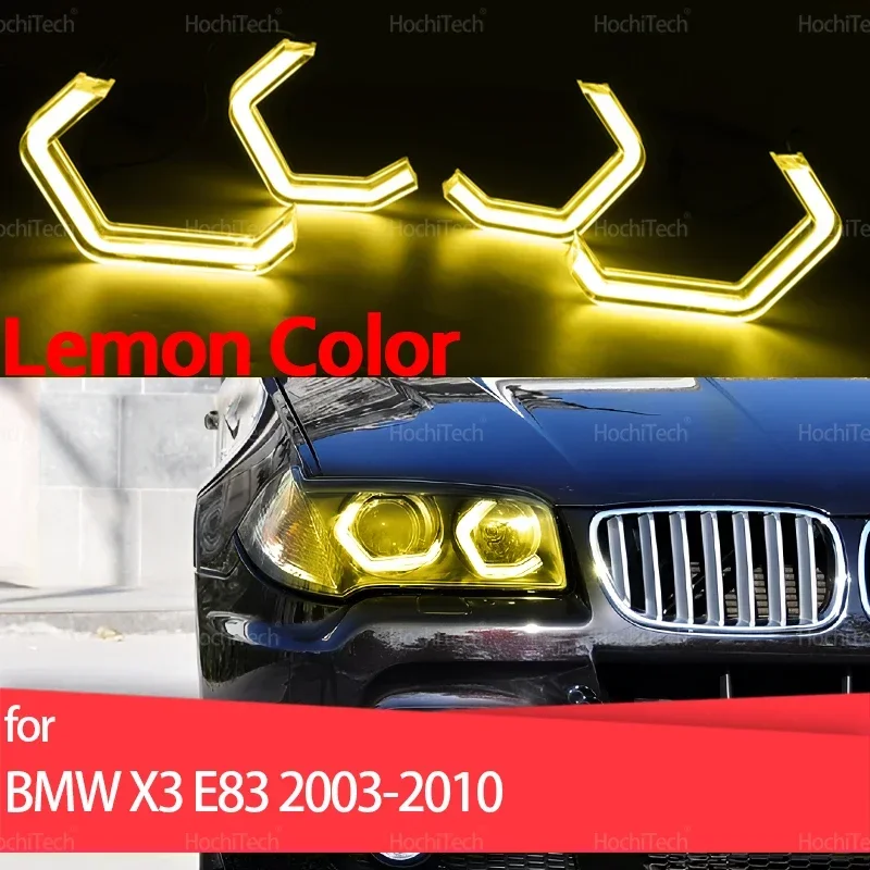 

Ультра яркий кристалл лимонно-желтого цвета в стиле M4, светодиодные кольца с ангельскими глазами, дневной свет, автомобильные аксессуары для BMW X3 E83 2003-2010