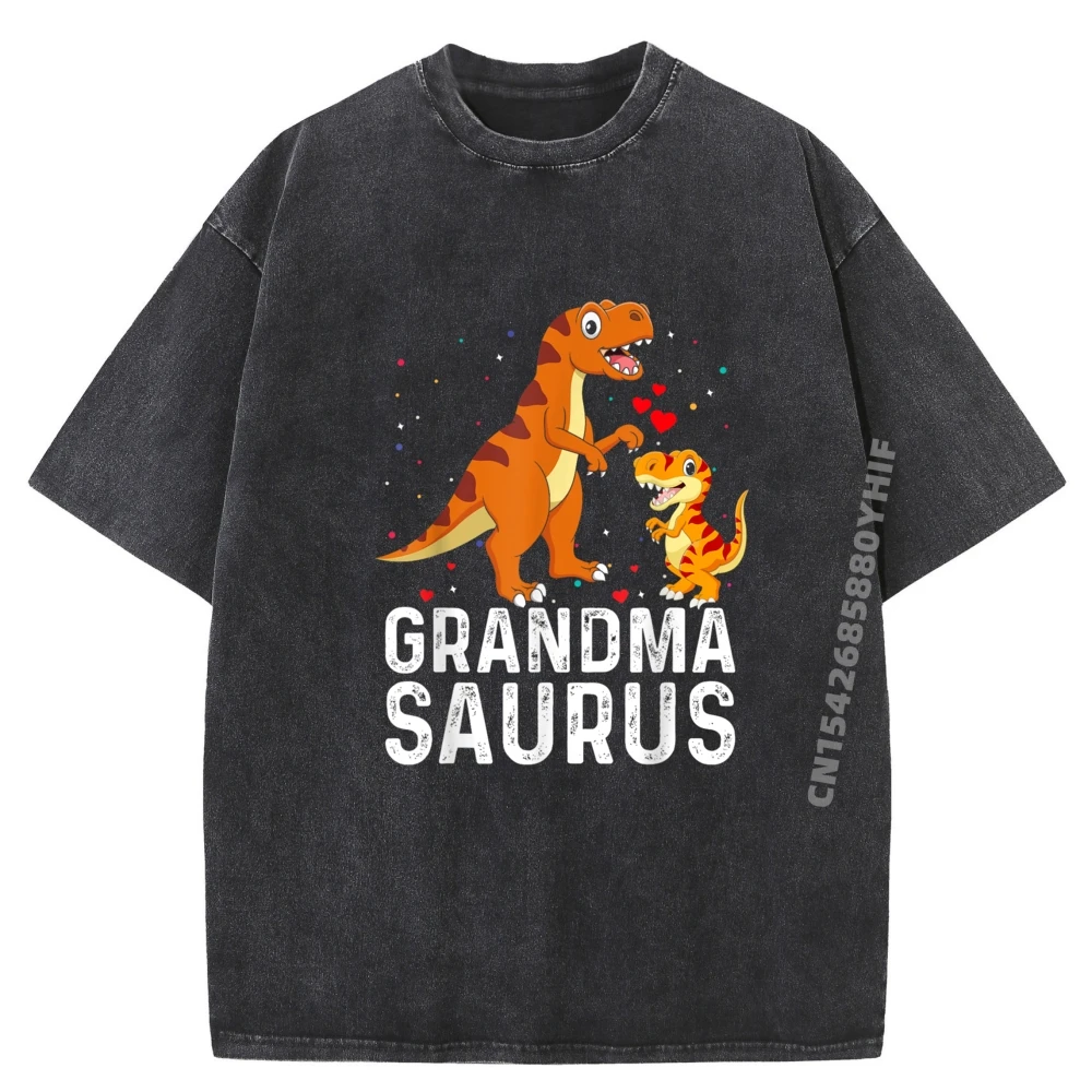 

Grandmasaurus Grandma Dinosaur Tops Tees Men's T-shirt Man Graphic Tees Retro Washed T Shirts Latest Printed Clothes