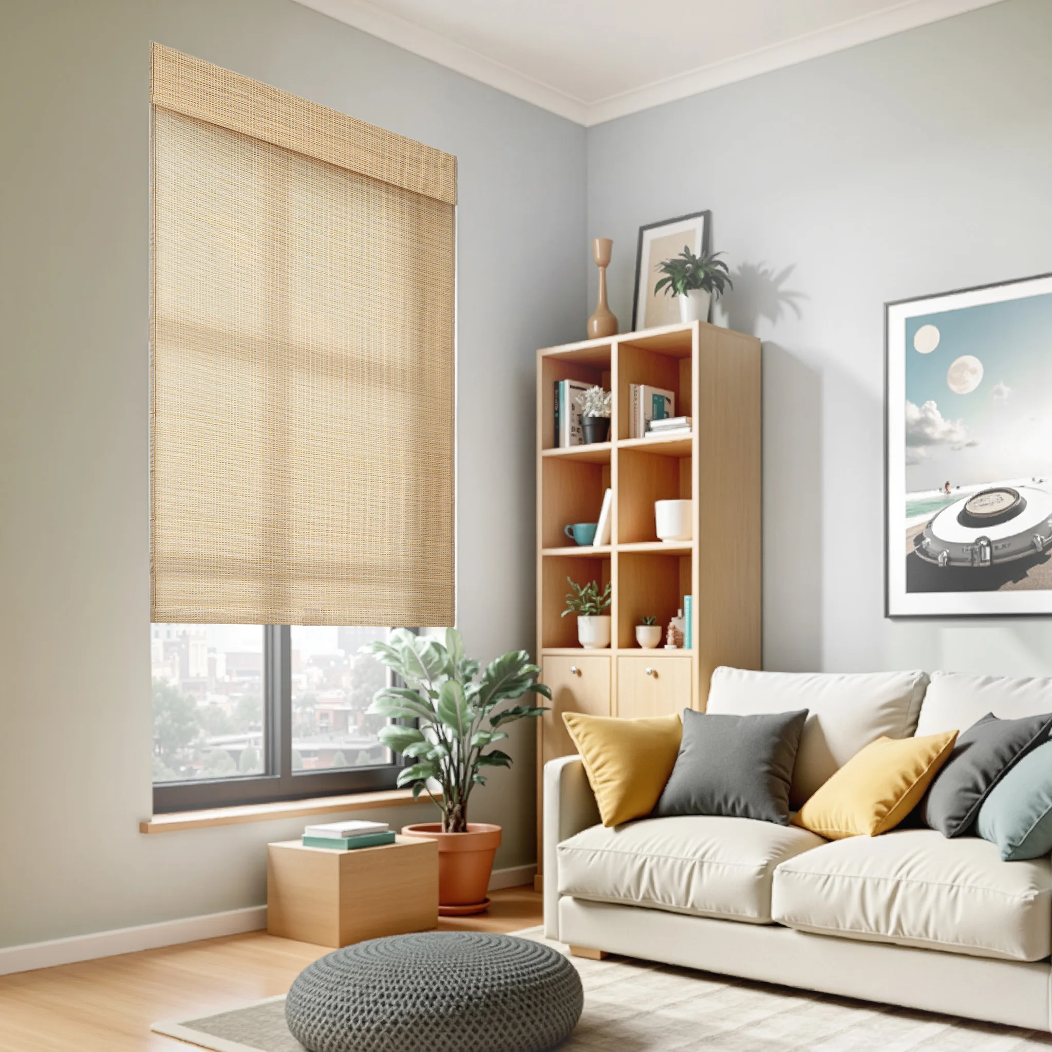 Customized Natural Bamboo Woven Blinds Bamboo Roller Shades Window Curtains Home Office Bedroom Bamboo Roller Blinds Curtains