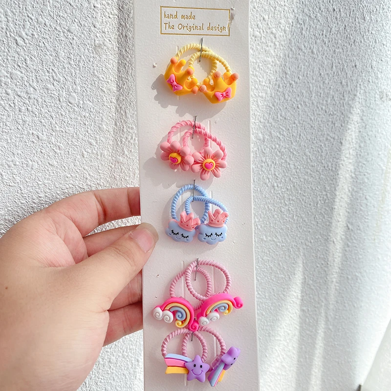 10PCS New Cartoon Animal Fruit Kids Elastic Hair Bands Cute Children Hair Ties Girls Hair Accessories Baby Headdress Headwear