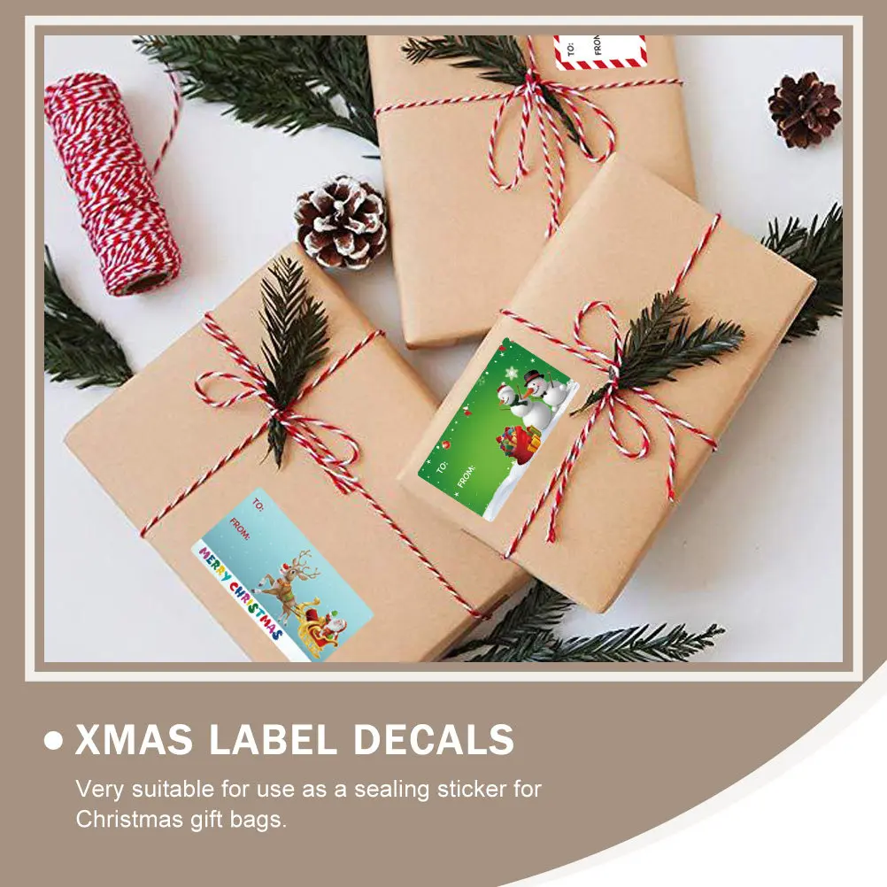 

500pcs 2 Rolls Christmas Holiday Decoration Stickers Cute Cartoon Xmas Gift Bag Sealing Labels For Bakery Stationery Candy Store