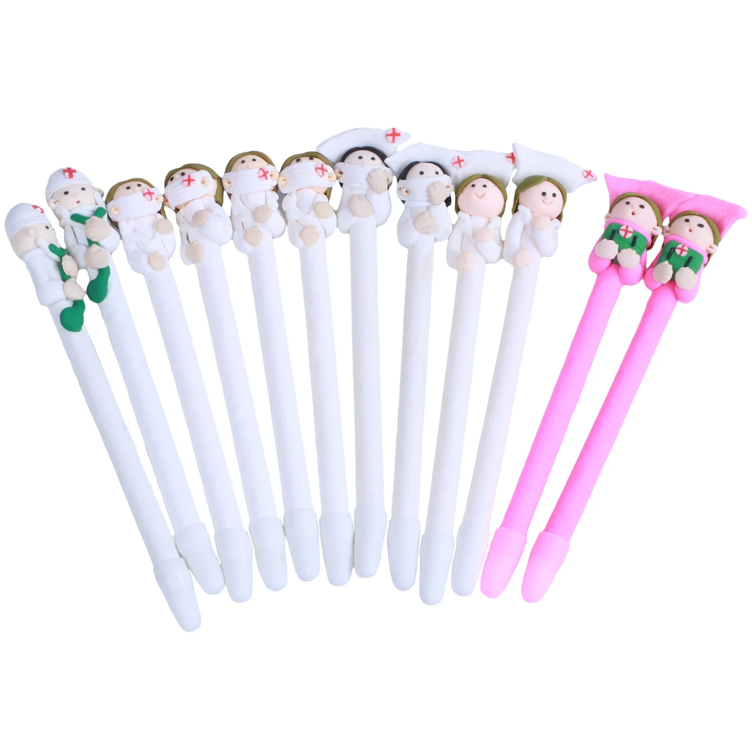 A66F-12Pcs الكرتون ممرضة نمط أقلام حبر جاف ممرضة هدية عيد الميلاد هدية للمدرسة الأسرة مكتب الاطفال