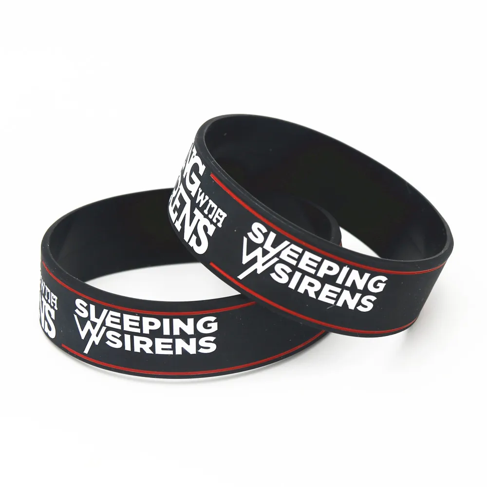 1PC SLEEPING WITH SIRENS Rock Style Band Silicone Wristbands for Music Fans Wide Black Bracelets&Bangles Jewelry Gifts SH197